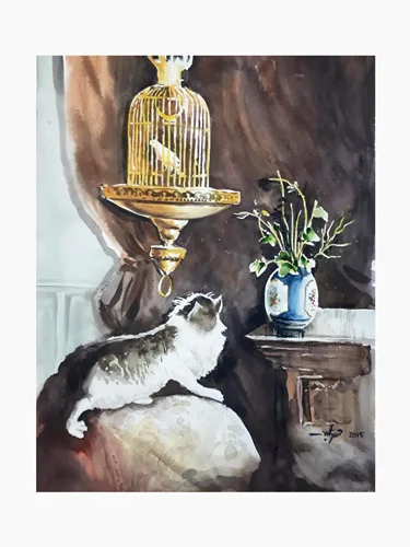Cat and canary cage